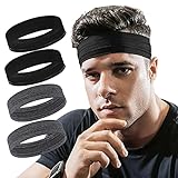 LaCourbe 4 Stück Sport Stirnbänder für Herren, rutschfeste Haarband Sportliche Stirnband, Feuchtigkeit Wicking Schweißband für Jogging Yoga Radfahren F