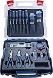 Bosch Professional Profi Handwerker-Set (Schraubendreher, Zangen, Maßband, Wasserwaage, Klappmesser, weitere 19 Teile, in L-Case)