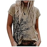 Damen t-Shirt Sommer Kurzarm Oberteile v Ausschnitt Basic Casual Oberteile Tops Halloween Herbst Winter schulterfrei Oberteil Spitzen Elegante Bluse Schmetterling Druck Shirt(#0111+42-A12, S)