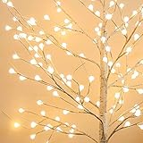 MSKS weiße Birke leuchtet Weihnachtsbaum weihnachtsdeko aussen led deko beleuchtet künstlicher Weihnachtsbaum Bonsai Baum Party licht wanddeko Schlafzimmer dekobaum-150CM USB acht Funk