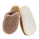 LZHi1 Womens Gemütliche Nette Slip-on Flauschige Fuzzy-Hausschuhe Weiche Plüsch Gefütterte Hausschuhe Im Freien Innen-Winter-warmes Paar rutschfeste Plattform-Hausschuhe(Size:40/41,Color:Braun)