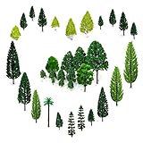 OrgMemory 29pcs Modellbau Bäume (4 -16 cm), h0 Bäume, Tabletop Gelände, Spur n, Mischwald Bäume mit No Stände, Die Bäume Stehen Nicht Selbständig