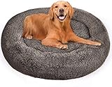 lingfang Beruhigendes Hundebett Katzenbett Donut,Kunstfell Haustierbett Selbstwärmender Donut Cuddler,Bequeme runde Plüsch-Hundebetten für große mittelgroße H