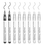 Weiß Schwarz Acrylstifte（8PCS),0.7 mm Acrylstifte Marker Stifte Wasserfest Stifte Permanent Acrylfarben Acrylic pens für Steine, Keramik,Glas,H