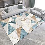 Teppich Graublauer geometrischer Rechteck-Schlafzimmer-Wohnzimmer-Teppich Schlafzimmer deko wohnzimmerteppich Antistress 160*200