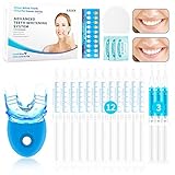 Teeth Whitening Kit, UUQ Professional Zahnaufhellungs Set mit LED-Licht, Wiederverwendbares Home Bleaching Kit für Weisse Zähne Inklusive 12 Zahnaufhellungsgel, 3 beruhigendes G