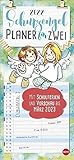 Schutzengel Planer für zwei 2022 - Familienplaner - Wandkalender mit Monatskalendarium - 2 Spalten, Schulferien, 3-Monats-Ausblick Januar bis März 2023 - 16 x 34,7