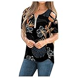 Tunika quastenärmel Damen Langarmshirts Blumenmuster Landschaft Bedrucktes Rundhals T Shirts Blusen Elegant Casual Tunika Frühling Herbst Sweatshirt Pullover 3XL