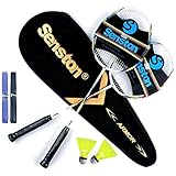 Senston Graphit Badminton Set Carbon Profi Badmintonschläger Leichtgewicht Badminton Schläger Federballschläger Set für Training, Sport und Unterhaltung mit Schläg