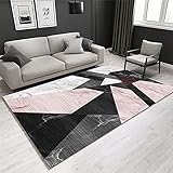 Teppich Vorzimmer Pastell Deko Rosa und schwarzes geometrisches Design Schlafzimmer Esszimmer Teppich Rechteck kann angepasst Werden 200X300CM Carp