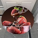Morbuy Rund Tischdecke Elastisch, 3D Erdbeere Drucken Rund Tischdecken Wasserdicht Abwaschbar Abwischbar Tischtuch für Dekoration Küchentisch Garten Outdoor (Schokolade,120cm)