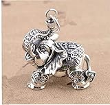 PiniceCore 3D-Legierung Elefant Anhänger Exquisite Tibetischen Silber Skulptur Elefant Kleiner Anhäng