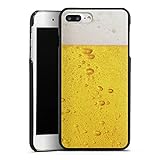 Cover kompatibel mit Apple iPhone 7 Plus Lederhülle schwarz Leder Case Leder Handyhülle Bier Beer Desig