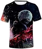 Silver Basic Jungen Mode Shirt Tokyo Ghoul 3D Druck Sommer T-Shirt Kurzarm Tops Schwarz-1 XXS-1