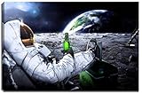 Dream-Arts Astronaut auf Mond Motiv auf Leinwand im Format: 120x80 cm. Hochwertiger Kunstdruck als Wandbild. Billiger als EIN Ölbild! Achtung KEIN Poster oder Plakat!