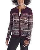 Invisible World Damen 100% Alpaka Wolle Strickjacke Handgefärbter Rundhals Cardigan mit Knöpfen Fair Isle Abancay -Burgund, M