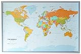 Politische Weltkarte auf Kork-Pinnwand, englisch, 90x60cm: 1:46,4 M