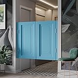 1 Paar Links+Recht Saloontüren Westerntür Flügeltür Penedeltür Schwingtür,Massivholz Cafe Bar Pub Gate Patio-Garten Trennwandtür mit Automatischer Schließung Scharnier (95x90cm,Light blue)