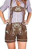Engelleiter Trachten Lederhose Damen kurz braun Stickerei Hosenträger Verschiedene Modelle bis Gr 44 (38, braun/Modell kudc1)