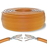 Mr. Tronic 50m Ethernet Netzwerk Netzwerkkabel | Datenkabel Installation | Installationskabel | Verlegekabel | CAT6, AWG24, CCA, UTP, RJ45 | LAN Kabel Für Gigabit Internet Netzwerke (50 Meter, Orange)