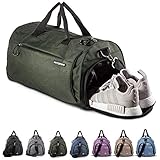 Fitgriff® Sporttasche Reisetasche mit Schuhfach & Nassfach - Männer & Frauen Fitnesstasche - Tasche für Sport, Fitness, Gym - Travel Bag & Duffel Bag 48cm x 26cm x 25cm [30 Liter] (Grün, Small)