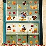 D-Rings Herbst Deko Erntedankfest Fensteraufkleber Fenster Ahornblätter Aufkleber Thanksgiving Herbstblatt Fenster Aufkleber Ahorn Eichel Herbst Fensterdeko für Kinderzimmer Cafe Schaufenster (9pcs)