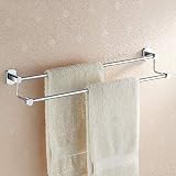 FHKBK 304 Badezimmer-Handtuchständer Edelstahl-Handtuchhalter für die Badezimmer-Küche mehrlagig verzinkter Doppelpfosten 65 cm [Messingstange]
