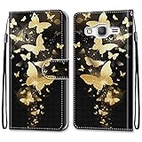 nancencen Kompatibel mit Samsung Galaxy Grand Prime SM-G530 G531 Handyhülle, PU Leder Flip Cover Wallet Hülle (Anti-Fall) - Schmetterling