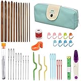smatime Häkelnadel Set, 45 Stück Stricknadeln Zubehör, 3-10mm Ergonomische Soft Comfort Grip Häkeln, Stricken Nadeln Kit, Häkelzubehör mit Tasche für Anfänger Profis, Mama, O