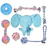Feeko Squeaky Plüsch Hundeseilspielzeug 7er Pack für Welpen, Bulk mit Quietschern für kleine und mittlere Hunde, süßes Welpen-Kauspielzeug für Welpen-Beißspielzeug, langlebig,