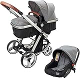 ib style® ELEGANCE 3 in 1 Kinderwagen | inkl. Auto-Babyschale | Buggyfunktion | 0-15kg | G