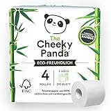 The Cheeky Panda – Toilettenpapier aus Bambus | 4 Rollen | 3-Lagig, 200 Blatt | Hypoallergen, Plastikfrei, Umweltfreundlich, Super Sanft, Reißfest & Nachhaltig