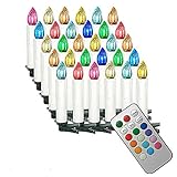 HENGMEI 30er LED Kerzen Weihnachtskerzen kabellos mit Fernbedienung und Batterie Christbaumkerzen Christbaumbeleuchtung RGB Flammenlose Weihnachtsbeleuchtung für Weihnachtsbaum, Hochzeit, Party