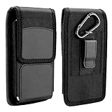 MoKo Handy Holster Kompatibel mit iPhone13/iPhone 12/Galaxy S21, Nylon Handytasche mit Gürtelclip Hüftentasche Gürteltasche Handy Schutzhülle mit Kartenfächer für Smartphone bis zu 6.7 Zoll, Schw