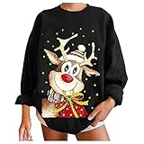 Pullis Teenager Mädchen Weihnachten Damen Langarm Rundhals Pullover Sweatshirt Weihnachten-Muster Pullunder Weihnachtspullover Weihnachtspulli Weihnachtsshirt Weihnachtsoutfit Xmas Sweater Shirt Top