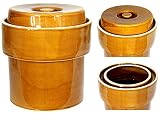 Wamat Sauerkrauttopf Gärtopf Tontopf Steinguttopf Rumtopf Schmalztopf mit Wasserrinne Steingut Honig 5 L