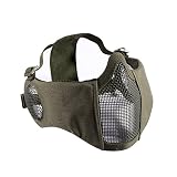 OneTigris Airsoft Faltbare halbe Maske Mesh Gesichtsmaske mit Gehörschutz (Army Grün)
