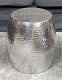 MichaelNoll Couchtisch Modern, Wohnzimmertisch Sofatisch Beistelltisch Tisch Hammerschlag Orient Aluminium Metall Silber Luxus Rund 40