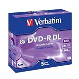 Verbatim DVD+R Double Layer 8.5GB 8X matt Silver Surface Jewelcase Pack 5