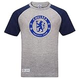 Chelsea FC - Kinder T-Shirt mit Grafik-Print - Offizielles Merchandise - Geschenk für Fußballfans - Grau mit Wappen - 6-7 J