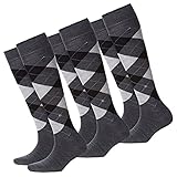 Burlington Damen Kniestrümpfe Marylebone 3er Multipack 36-41 Mehrfarbig kariert 75% Schurwolle Businesssocken, Größe:36-41, Packgröße:3 Paar, Farbe:Anthra.Mel- (3090)