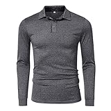 KBUY Herren Langarm Poloshirt Leicht Atmungsaktiv Schnelltrocknend für Outdoor-Sport Herren Poloshirt Langarm Baumwolle Polohemd Freizeit Polo Golf Wintershirts Outdoorshirts mit Krag