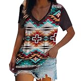 Eaylis Damen Shirt Kurzarm,Oberteile Große Größe Blouse V-Ausschnitt Blumenmuster Shirts Tops Elegante t-Shirts Tuniken Mode Mädchen und Frau T-Shirts für Beach Urlaub oder den Alltag