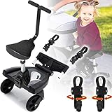 Buggy Board Trittbrett Mitfahrbrett universal passend für alle Kinderwagen Buggy Sportwagen Jogger/Zusatzsitz (Erweiterung) mit Sicherheitsgriff 3-fach höhenverstellbar (SET (Board+Zusatzsitz))