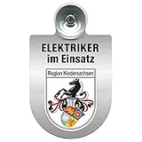 Einsatzschild für Windschutzscheibe incl. Saugnapf - Elektriker im Einsatz - 309489- Wappen nach Wahl - 309489 Farbe Region N