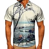 Europäische und amerikanische Herrenhemd Lässige Mode Digitale Persönlichkeit Bedrucktes Hemd Ölgemälde Kurzarm Modetrend L