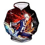 NC Einfacher Atmungsaktiver Und Großzügiger My Hero Academia 3D-Druckmuster Für Herren Modischer Und Bequemer Sportpullover Mit Kapuze XL