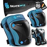 SKATEWIZ Protect-1 Schonerset Protektoren - Größe S in BLAU - Für Skateboard Kinder ab 8 Jahre - Knieschoner I