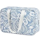 Kulturbeutel groß Dopp Kit Kosmetiktasche Reise Make-up Tasche Organizer für Damen und Frauen (Blaues Blatt)