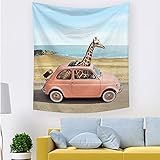 Wandteppich Giraffe verkleiden Zoo Tier Spaß modischen Stil Malerei Stoff Wandbehang Decke Hintergrund Tuch A3 180x200